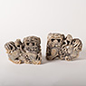 Pair of soapstone lion dogs, China, Republic, circa 1930 [thumbnail]
