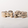 Pair of soapstone lion dogs (bases), China, Republic, circa 1930 [thumbnail]