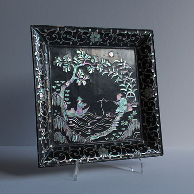 Lacquer and mother of pearl inlaid tray, China, Ming Dynasty, 17th century