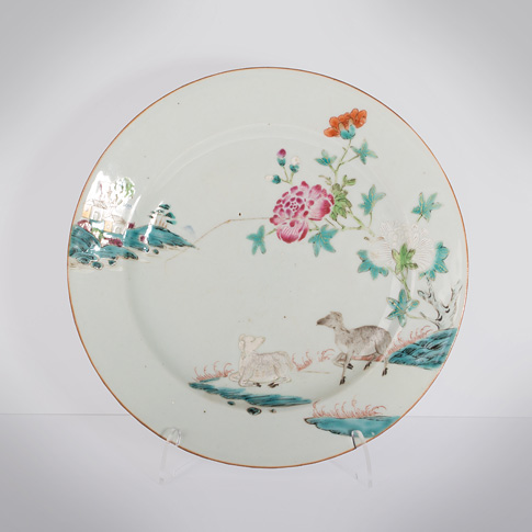 Famille rose export porcelain plate, China, Qianlong period, circa 1760