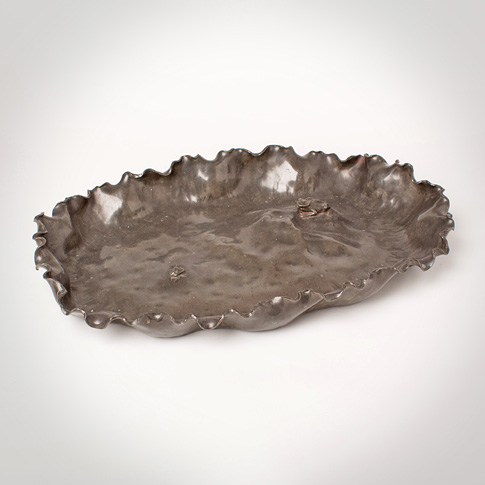Pewter lotus dish, Japan, early 20th century